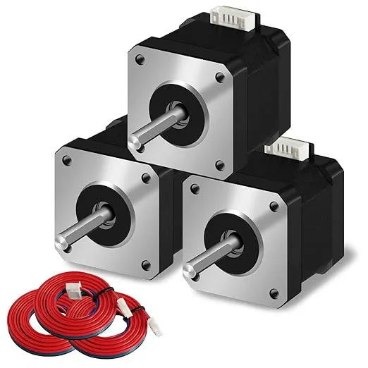 [3pcs of Pack] Nema 17 Stepper Motor, 17HS4401 2 Phase Step Motor Bipolar 1.5A 59.5oz.in(42Ncm) 42x42x38mm 4-Wire 1M Long Cable for 3D Printer