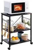 Kitchen Stand Microwave Cart 23.7&#039;&#039; for Small Space, Coffee Bar Table 3-Tier