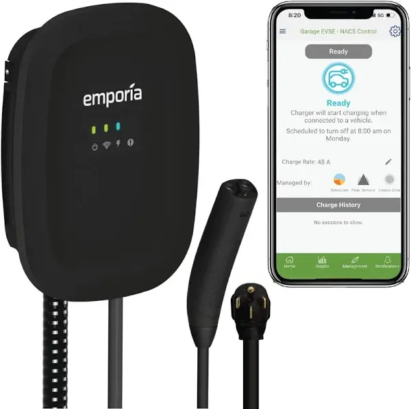 Emporia Level 2 EV Charger White / NACS / Tesla / Hardwire