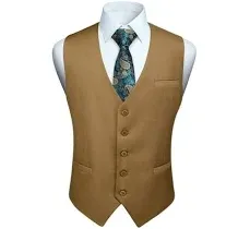 HISDERN Men's Suit Vest Business Suit Vests for Men Formal Slim Fit Solid Wedding Dress Waistcoat for V-Neck Tuxedo Vest