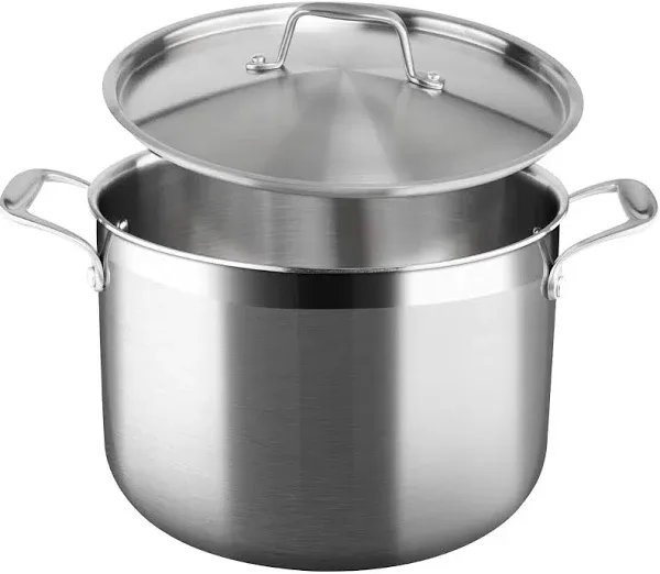 Duxtop Whole-Clad Tri-Ply Stainless Steel Stockpot with Lid, 8 Quart, Kitchen Induction Cookware