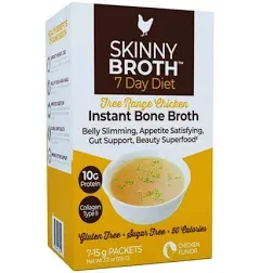 Skinny Broth 7-Day Plan, Instant Chicken Bone Broth, 10G Protein, Collagen Ty...