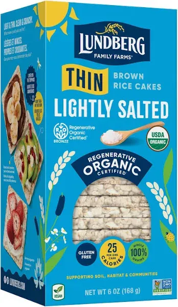 Lundberg Organic Thin Stackers Brown Rice Cakes Lightly Salted