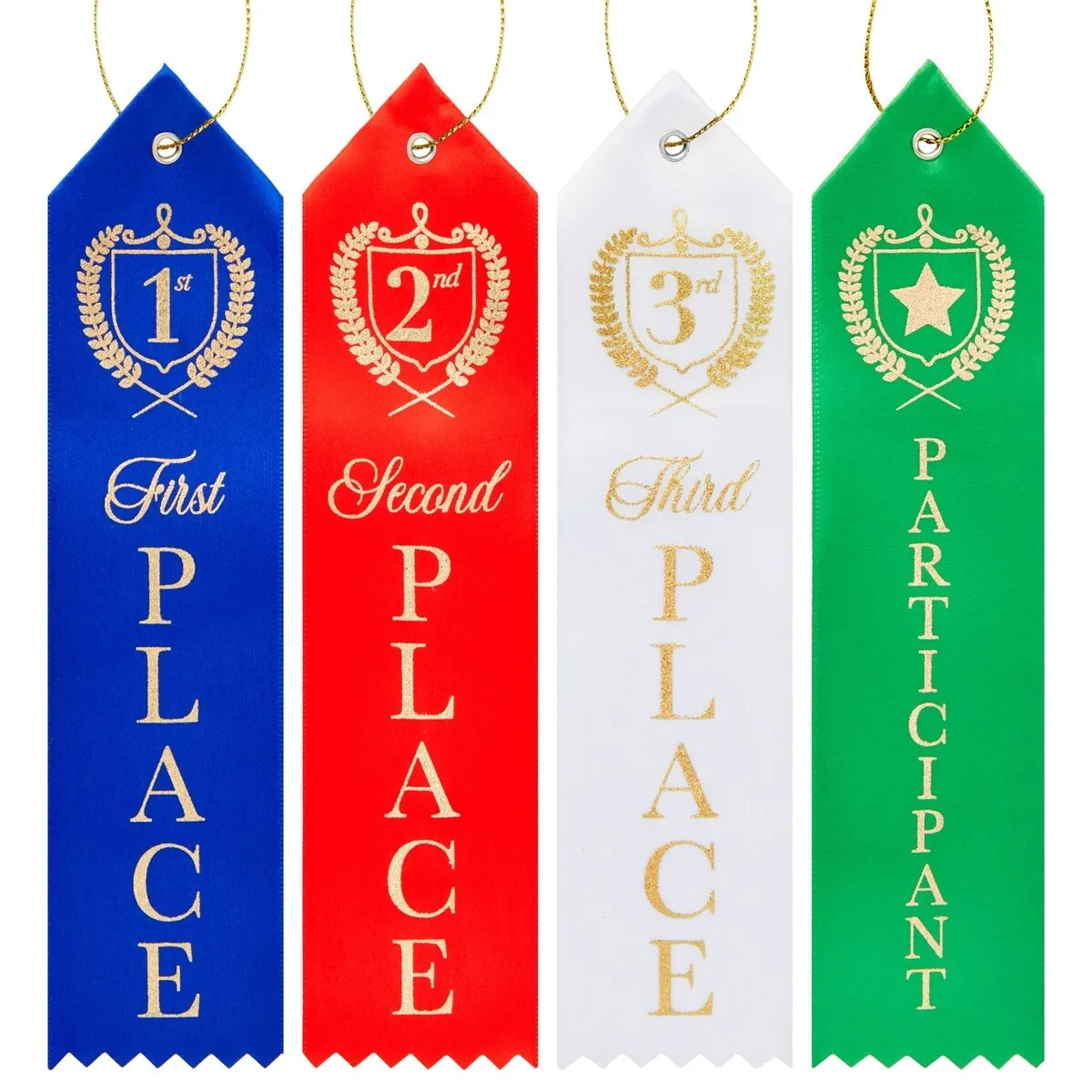 BLUE PANDA - Award Ribbons, 1st, 2nd, 3rd Place and Participant (2 x 8 in, 4 Colors, 100 Pack)