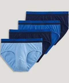 NWT JOCKEY 2XL 44-46 Ultimate Breathe 4-Pr Brief Cotton Stretch Mesh In Blues