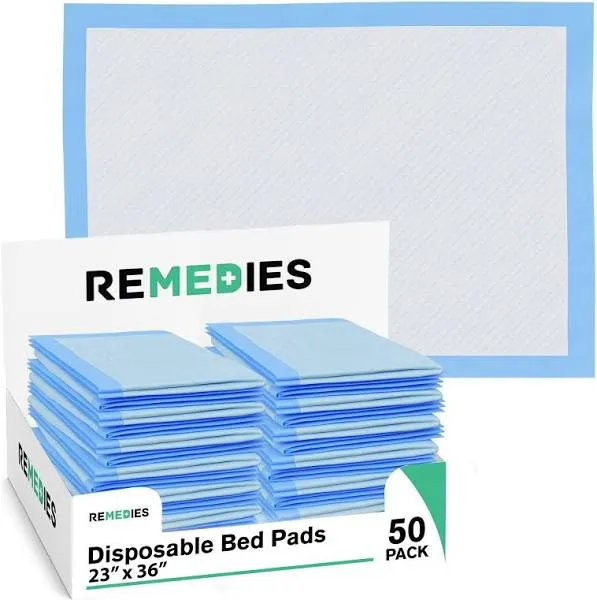 REMEDIES Disposable Underpad 23 X 36 Inches Ultra Absorbent 45g Bed Pads ...