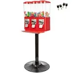 Gumball Machine - Triple Candy Machine Dispenser for Gumballs, Capsules, and Candy - Vending Machines for Business by Great Northern Popcorn (Red)