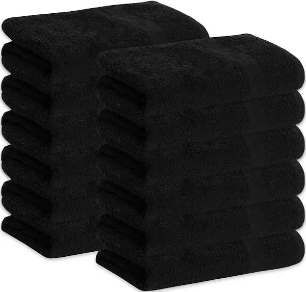 GREEN LIFESTYLE Black Bleach Proof Towels Bulk Sets 100% Cotton 16' X 25' Premium Spa Quality, Super Soft and Absorbent for Gym, Pool, Spa, Salon and Home 24 Pack