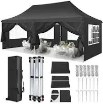 COBIZI 10x20ft Pop Up Canopy Tent with 6 Removable Sidewalls, Easy Up Commercial Canopy, Waterproof and UV50+ Gazebo with Portable Bag