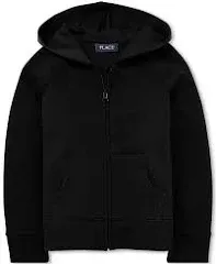 The Children's Place Girls Fleece Zip Up Hoodie | Size Large (10/12) | Black | Cotton/Polyester