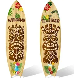 2 PCS Tiki Bar Rules Yard Sign Tiki Bar Decor with Stakes Hawaiian Party Decorations Summer Theme Sign Decor for Tiki Bar Beach Outdoor