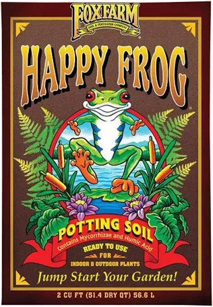 FoxFarm Happy Frog Potting Soil, 2cu ft - for Indoor/Outdoor Container Plants, Improves Root Efficiency, pH Adjusted for Optimal Nutrient Uptake - Contains Microbes and Humic Acids