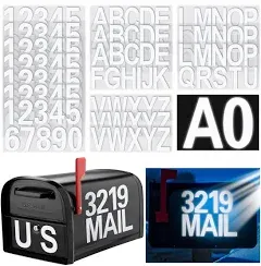 Seloom 148 PCS 4" Reflective Mailbox Numbers Stickers for Outside,White Numbers and Letters Stickers Address Numbers for Mailbox,Self Adhesive Vinyl Waterproof Mailbox House Decal Stickers for Door Cars Home