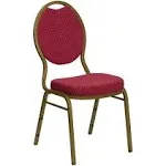 Flash Furniture Hercules Series Teardrop Back Stacking Banquet Chair, Burgundy Patterned Fabric/Gold Frame