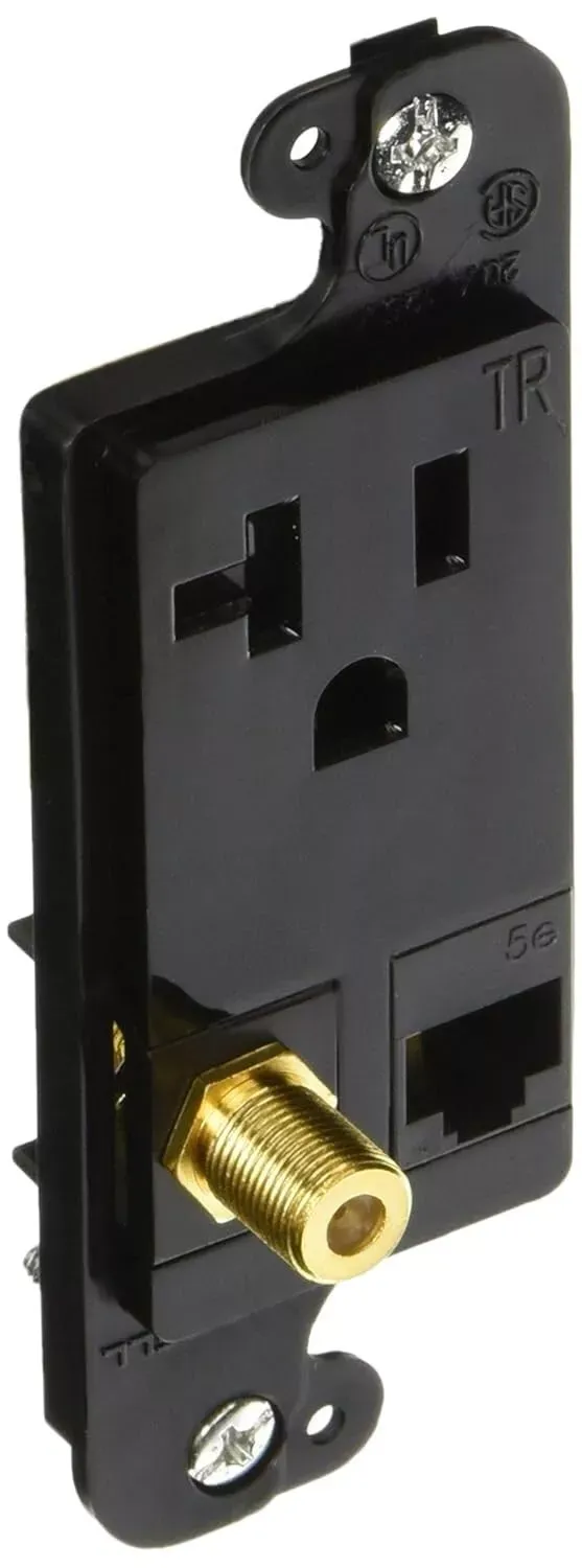 Bryant Electric RJ620BKTR Multimedia Outlet 120V-20A Cat5e Coax (Missing Divider