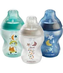 Tommee Tippee Closer to Nature Baby Bottles, Breast-Like Nipples with Anti-Colic Valve, 9oz, 2 Count