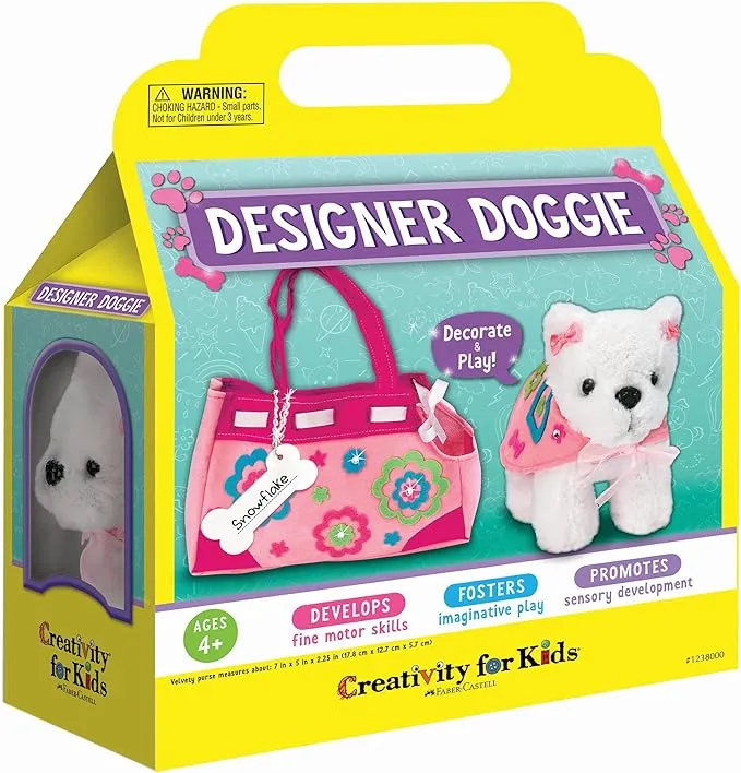 Creativity for Kids Designer Doggie - Decorate and Play, Plush Dog Toy and Carrier Purse