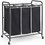 Laundry Sorter, 3 Compartment Laundry Hamper with Heavy Duty Rolling Lockable Wh