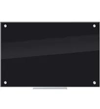 U Brands Glass Dry Erase Board, 70 x 35 Inches, Black Non-Magnetic Surface, Frameless