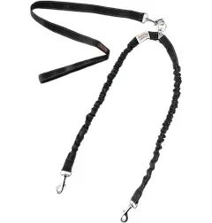 Double Dog Bungee Leash - Tangle-Free Swivel, Weather-Proof Nylon