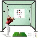 Yunic Golf Driving Cage with Steel Frame, Golf Nets for Backyard Driving for Full Swing and Chipping Practice Indoor Outdoor