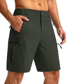 Pudolla Men's Hiking Cargo Shorts 9" Lightweight Outdoor Work Shorts for Men Travel Golf Camping Casual with 5 Zipper Pockets