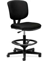 Hon Volt Adjustable Height Stool - Fabric Black Seat - Fabric Black Back,