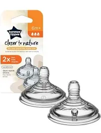 Tommee Tippee Closer to Nature Bottle Nipples, Slow Flow - 2 count