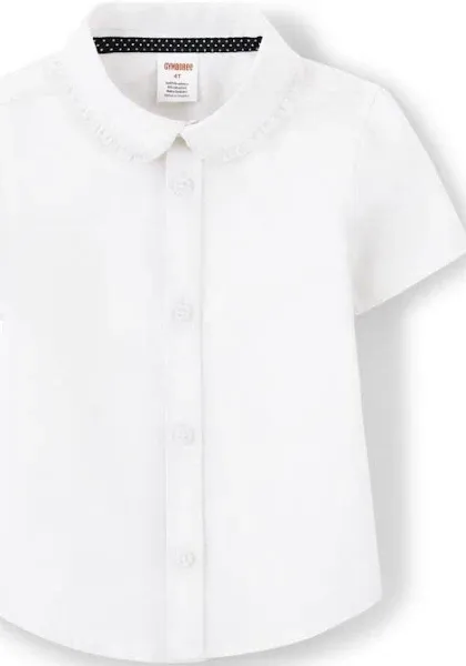 Gymboree Girls Size 7 White Oxford Stain /Wrinkle Resistant Uniform Button New