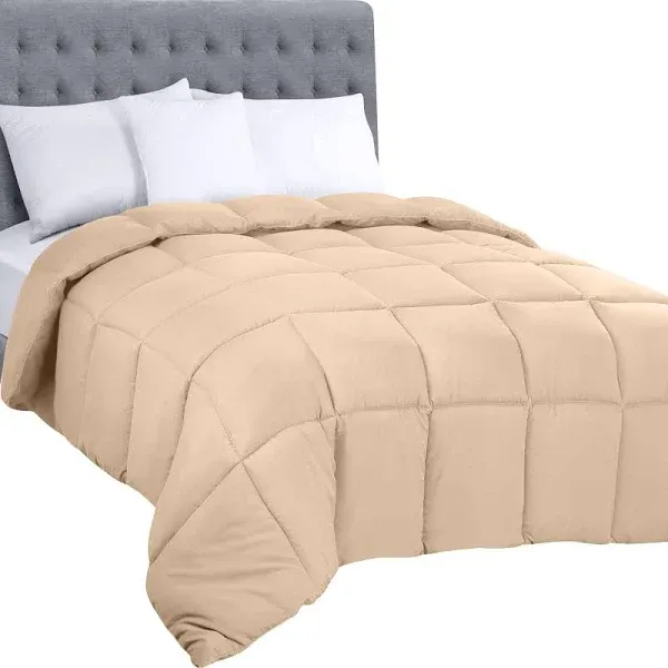 Utopia Bedding All Season Down Alternative Quilted Twin Comforter Duvet Insert with Corner Tabs Machine Washable Bed Comforter (Beige)