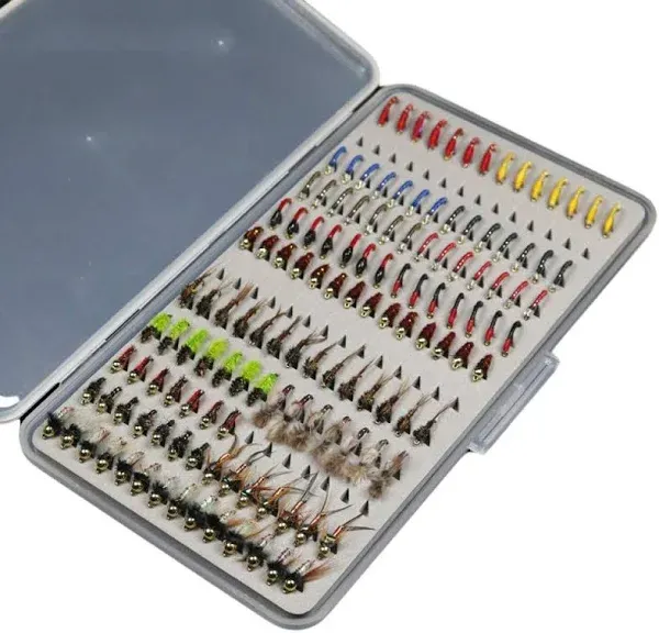 N/P 133pc Ultra-Thin Portable Nymph Scud Midge Flies Kit Assortment with Box