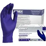 AMMEX Indigo Nitrile Exam Gloves, 3 Mil, Latex Free, Powder Free, Textured, Disposable, Non-Sterile, Food Safe