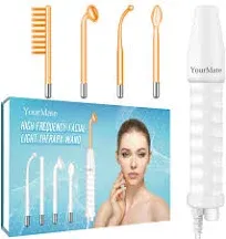 YourMate Handheld Phototherapy Device High Frequency Wand/Machine with Neon Tubes for Face Chin Neck Hair, Facial Skin Wand Machine with 4 Different Tube