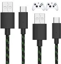 Talk Works Xbox Controller Charger Cord for Series x - 10' Nylon Braided USB C Charging Cable, Compatible w/Android Samsung Galaxy, PS5 (Pack of 2)