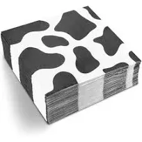 100 Pack Cow Print Napkins for Farm Animal Birthday Party Supplies (2-Ply, 6.5 x 6.5 In)