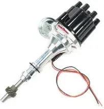 PerTronix D130700 Flame-Thrower Plug and Play Vacuum Advance Black Cap Billet Electronic Distributor with Ignitor II Technology for Ford Small Block, Black and Silver