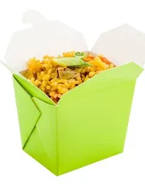 Bio Tek 8 oz Square Eco Green Paper Noodle Take Out Container - 2 3/4" x 2 1/4" x 2 1/2" - 25 count box