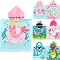 NovForth Kids Beach Towel for Boys Girls, Mermaid Hooded Bath Towel Wrap, Toddler Pool Towel with Hood