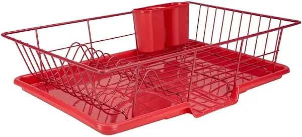 Home Basics 3 Piece Vinyl Dish Drainer Drip Tray