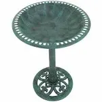 Antique Green Outdoor Pedestal Bird Bath Freestanding Antique Design Garden Backyard