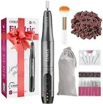 COSLUS Cordless Nail Drill Electric File: Professional for Acrylic Gel Dip Powder Nails Portable Nail Drill Machine Kit for Manicure Pedicure Nail Set with Everything Rechargeable Lightweight Purple