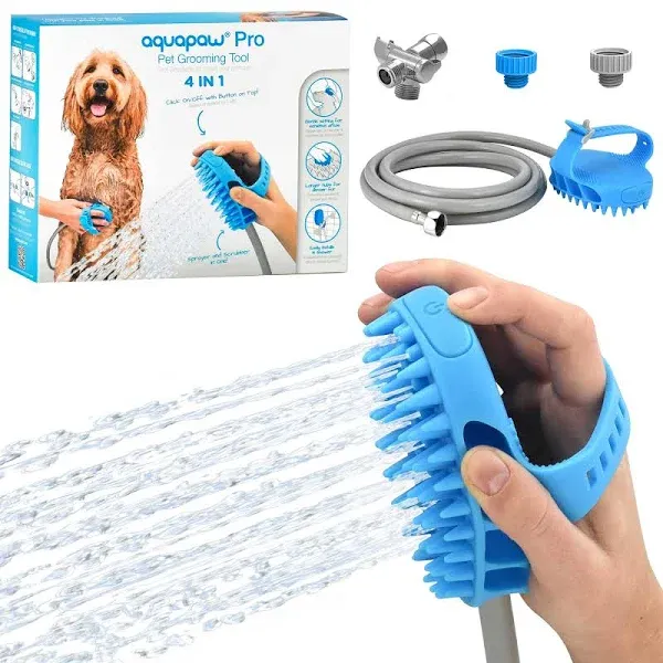 Aquapaw Pro Pet Grooming Tool Spray &amp; Scrubber In One Shower &amp; Garden Adapters