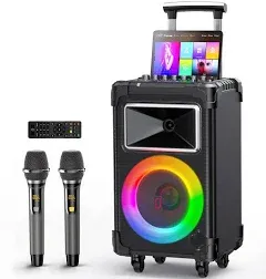 JYX Karaoke Machine 10" Woofer Big Bluetooth Karaoke Speaker Portable Microphone Speaker with 2 Wireless Mics