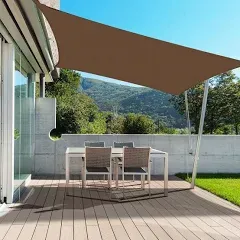 Outsunny 13&#39; x 20&#39; Sun Shade Sail Canopy Outdoor Shade Sail Cloth for Patio Deck Yard with D-Rings and Rope Included, Gray