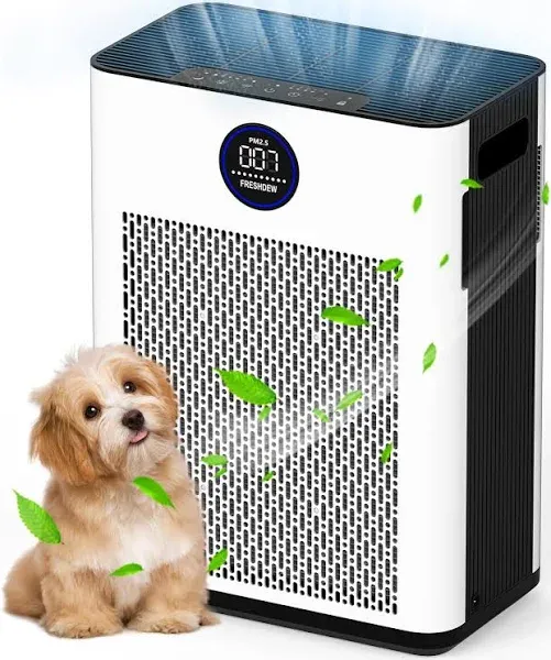 Air Purifiers,FRESHDEW Air Purifiers for Home Up to 2300ft² With Double-sided Air Inlet, Air Quality and Sensors,H14 True HEPA Air Washable Filters,Odor,Smoke,Dust,Pollen,Pet Dander with Timer 22dB