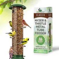 Thistle &amp; Nyjer Bird Feeders for Outdoors Hanging, Metal Finch Bird Feeder wi...