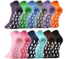 jeuhut Pilates Grip Socks for Women 12 Pairs Non Slip Yoga Barre Socks Sticky Hospital Socks Slipper Socks