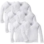 Gerber Baby 6-Pack Long-Sleeve Side-Snap Mitten-Cuff Shirt, White, 0-3 Months