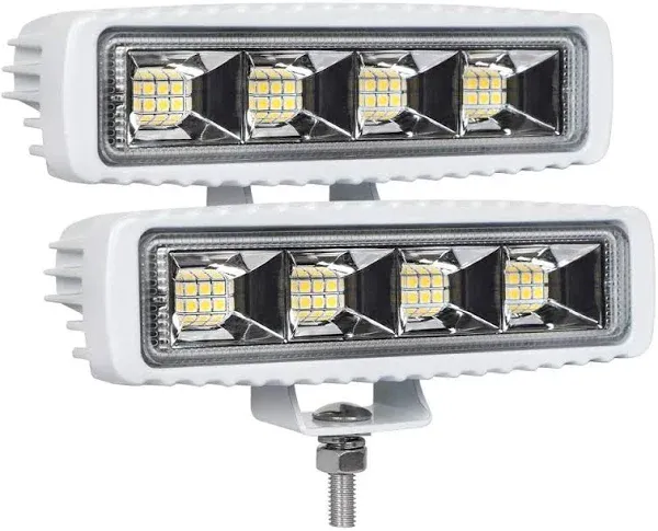 EXZEIT Waterproof Led Boat Lights, 2 pc 72W Deck/Dock Marine Lights 4000LMS 120°Flood Light, 6.3inch, 12/24 V Led Light Bar