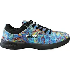 ELITE Women's Blue Swirl Bowling Shoes - Adjustable Fit, Slide Soles, Komfort-Lite Comfort, and Lightweight